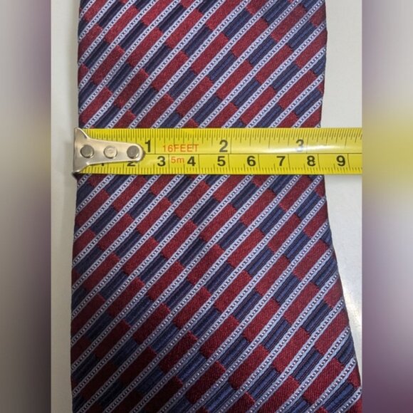Ermenegildo Zegna Blue Red Patterned Tie - Picture 6 of 6